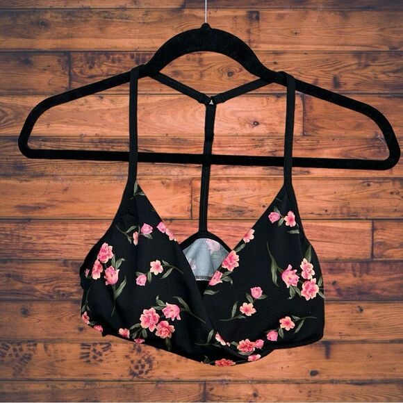 5 for $25🔥PINK Victoria's Secret Floral Black Bikini Swimsuit Top Small - Picture 1 of 5